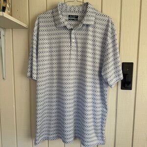 Ben Hogan Performance Polo White & Blue Golf Tees Print Polo Shirt men large L
